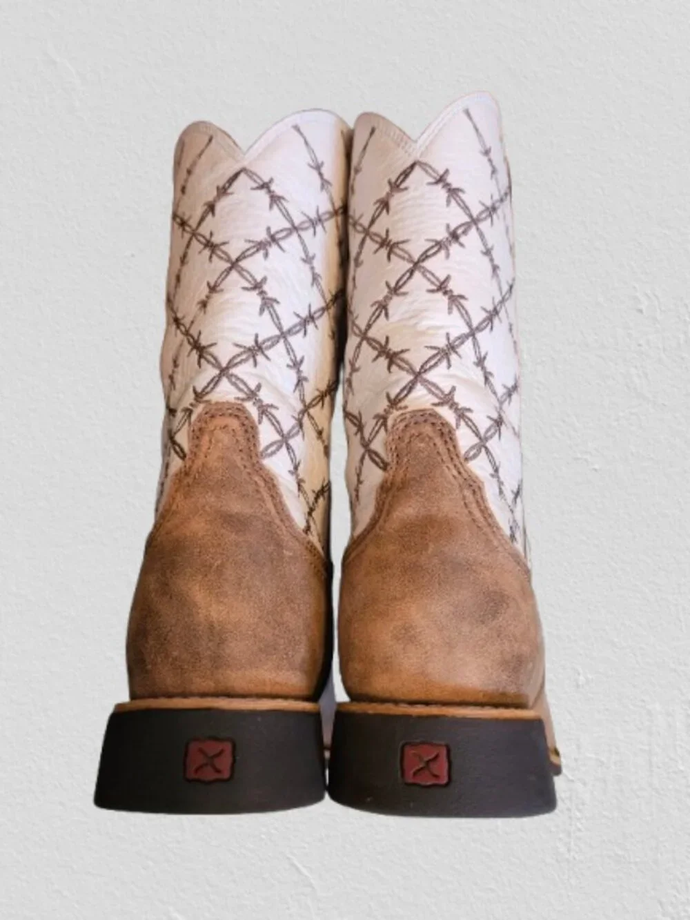 Twisted X Kids Square Toe Bomber/White Cowkids Western Boots YTH0010 - Size 4M